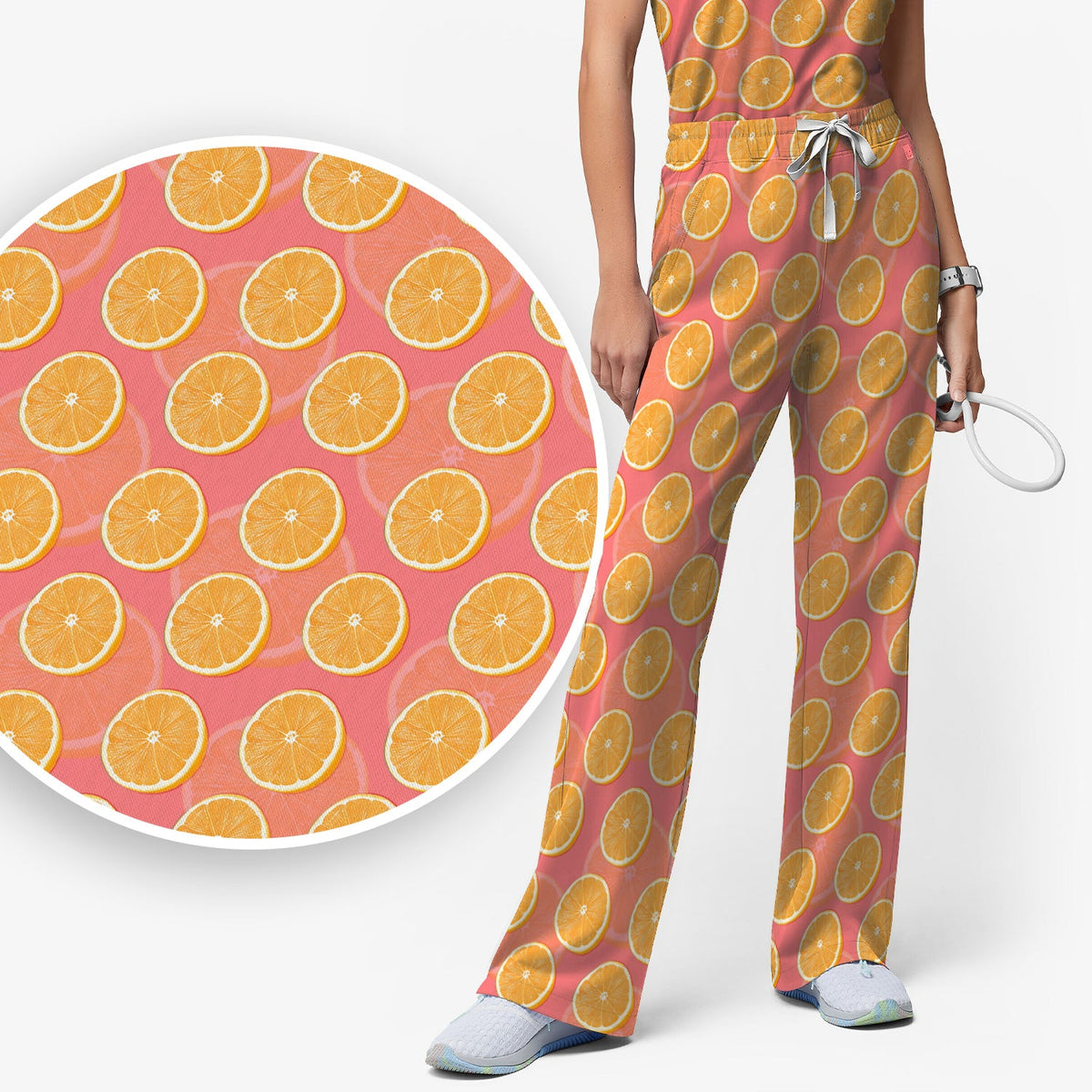 Fresh Orange Slice Nurse Scrub Set
