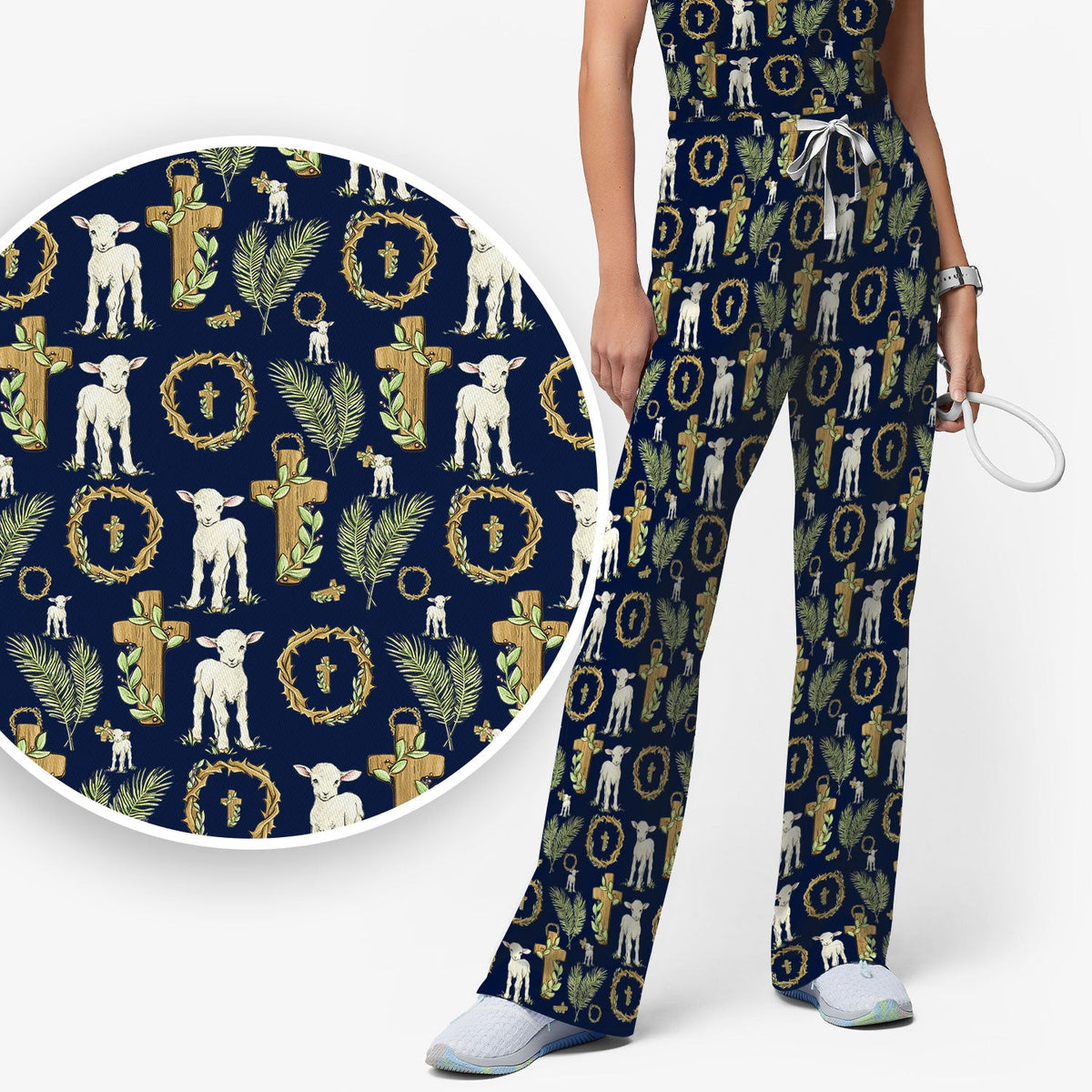 Faith Lamb Cross Nurse Scrub Set