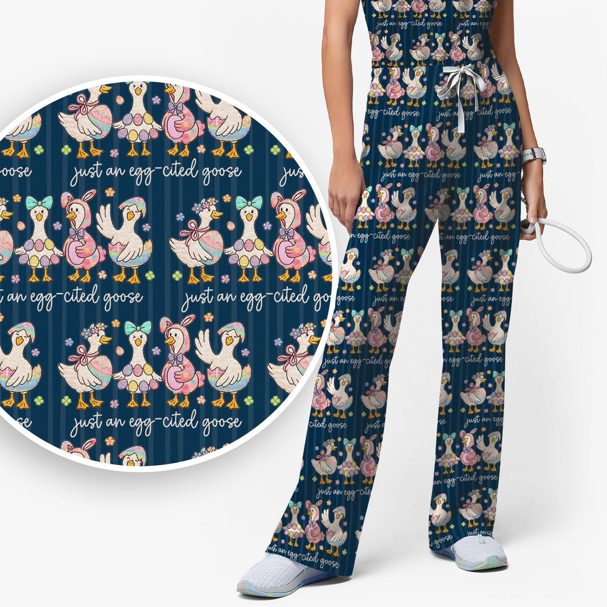 Easter Goose Egg Nurse Scrub Set