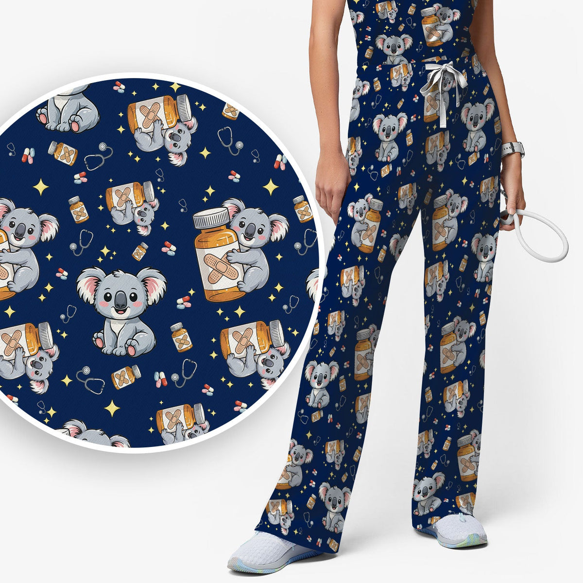 Koala Bandage Medicine Nurse Scrub Set