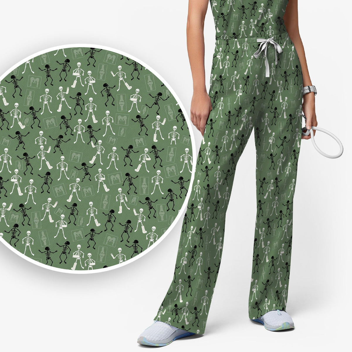 Orthopedic Skeleton Nurse Scrub Set - Halloween Gift