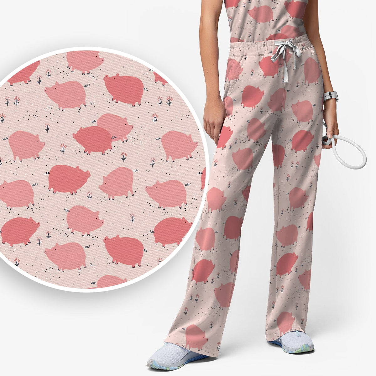 Pink Pig Farm Nurse Scrub Set