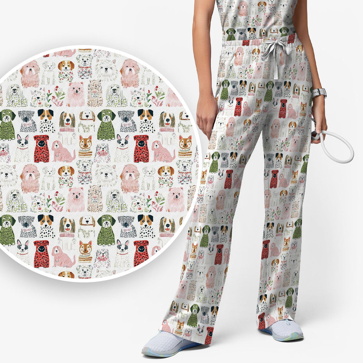 Dog Breeds Nurse Scrub Set