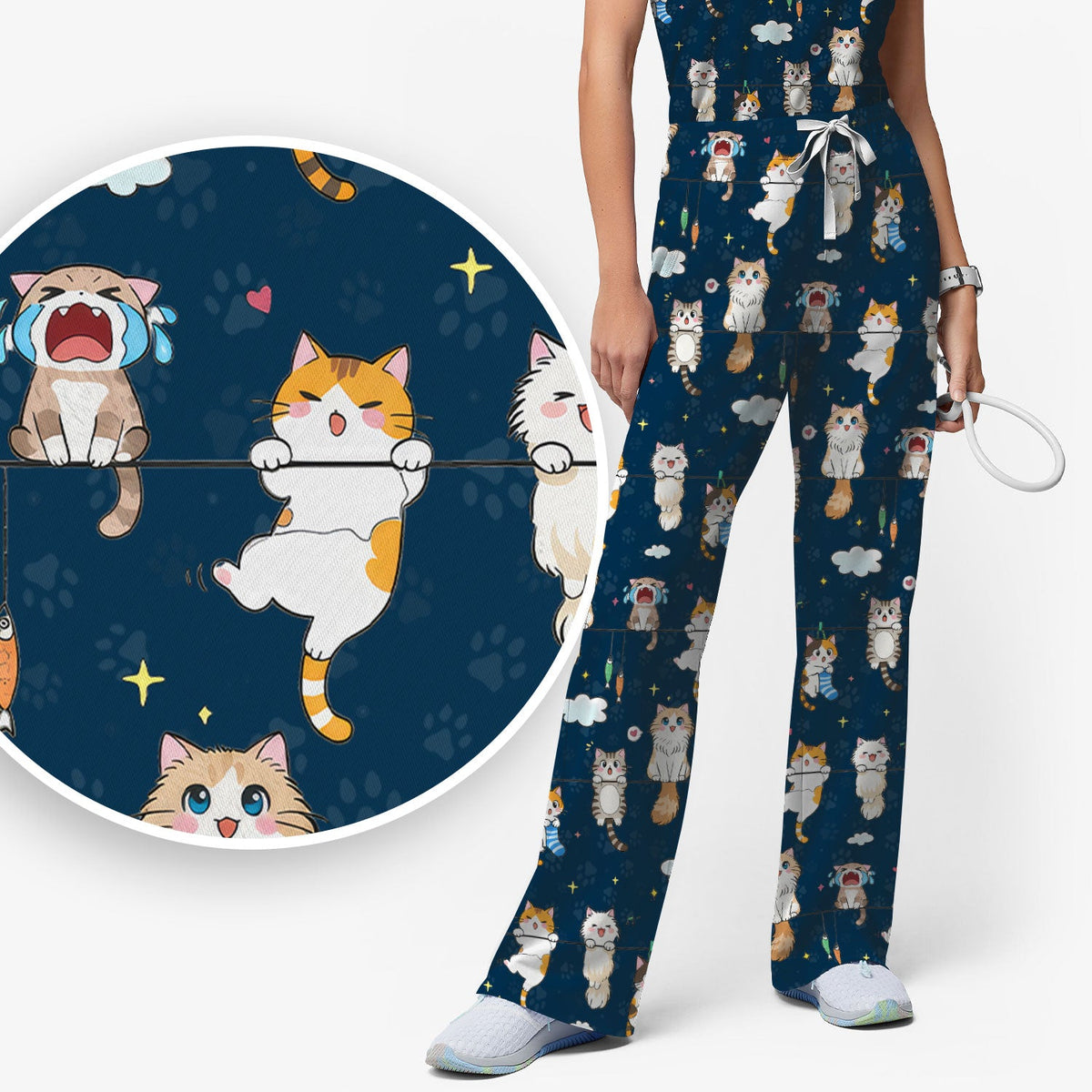 Cats With Cute Expressions Nurse Scrub Set