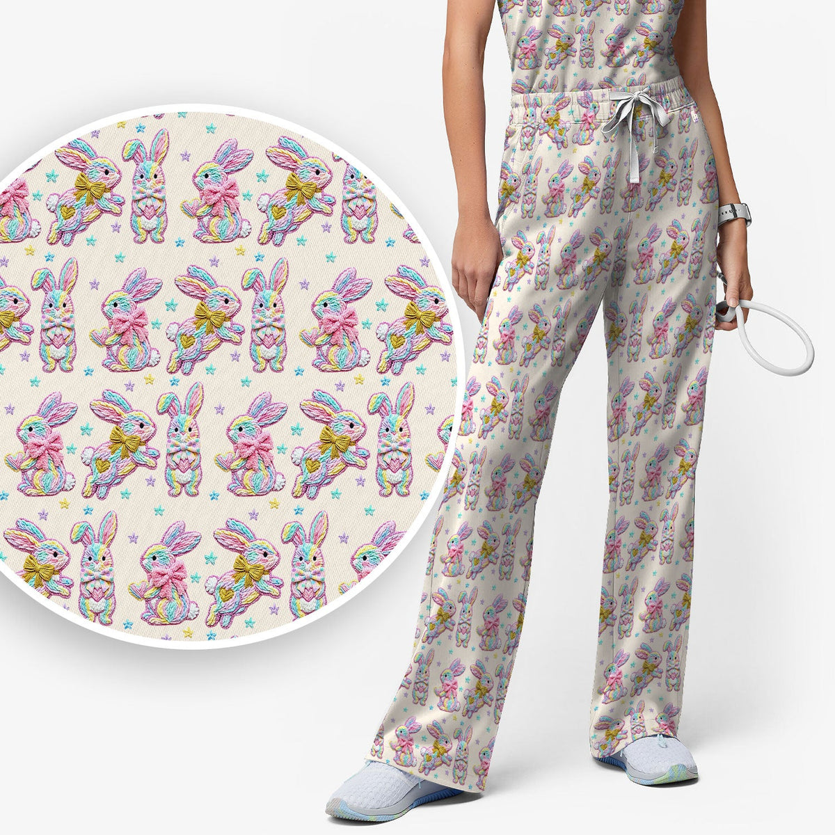 Cartoon Bunny Nurse Scrub Set