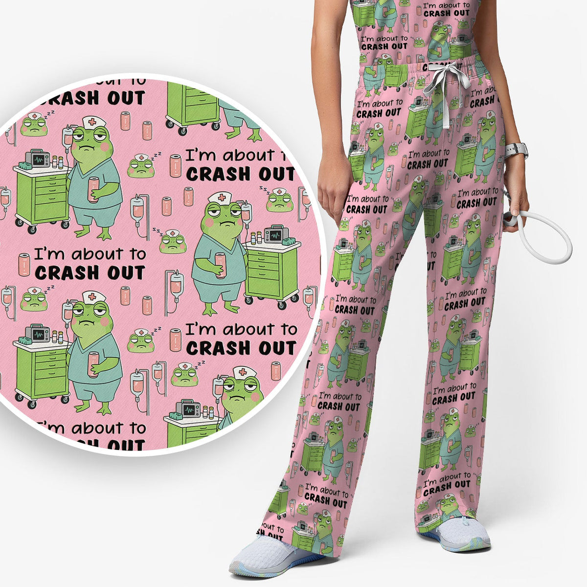 Crash Out Frog Nurse Scrub Set