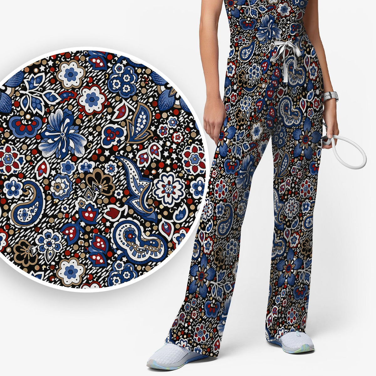 Classic Paisley Floral Nurse Scrub Set
