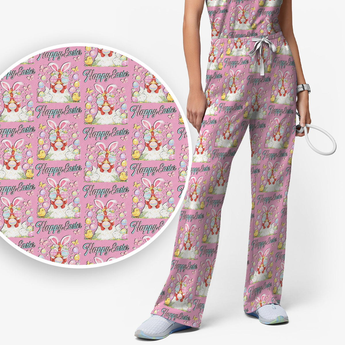 Bunny Eggs Nurse Scrub Set - Easter Gift