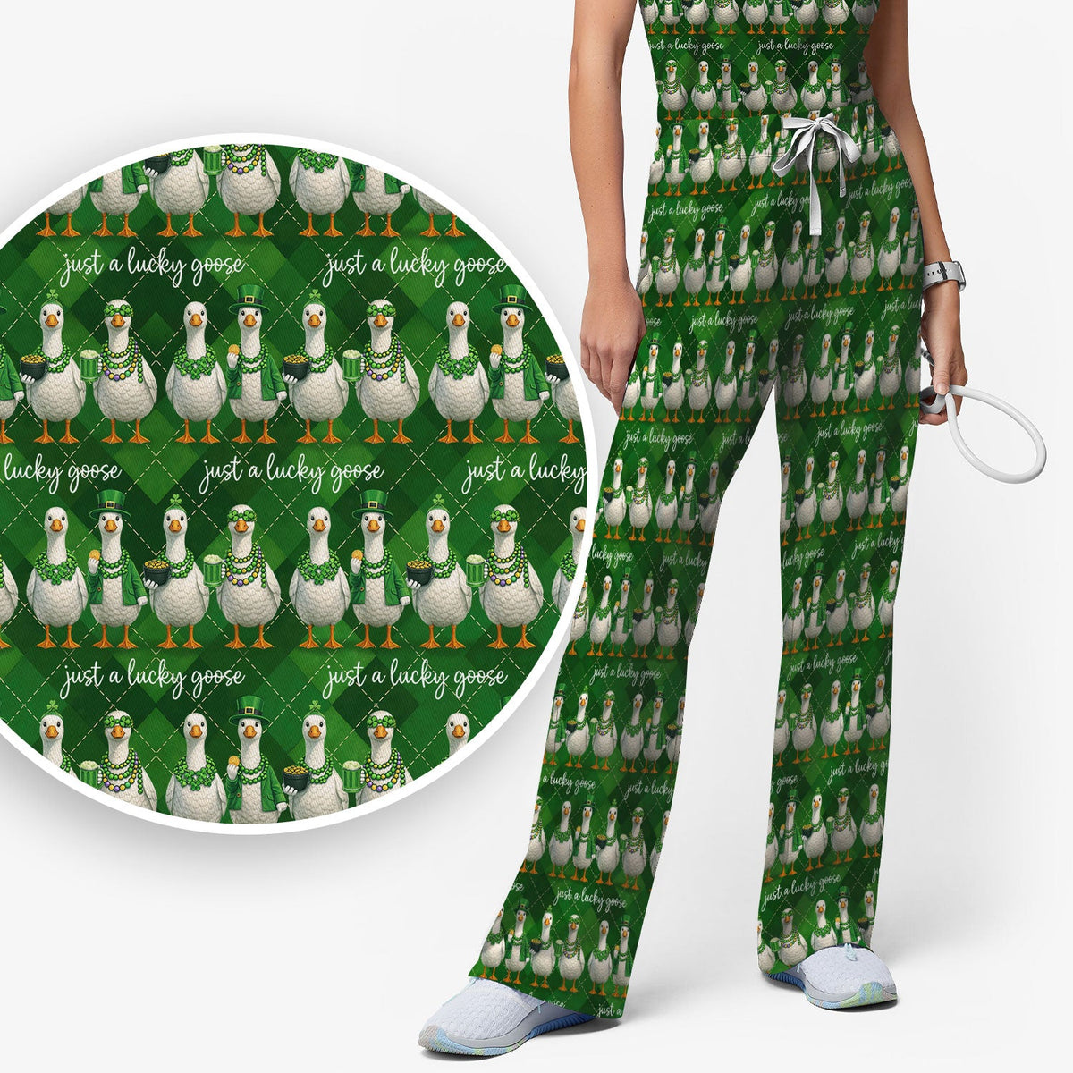 Lucky Goose Argyle Nurse Scrub Set - St Patricks Day Gift