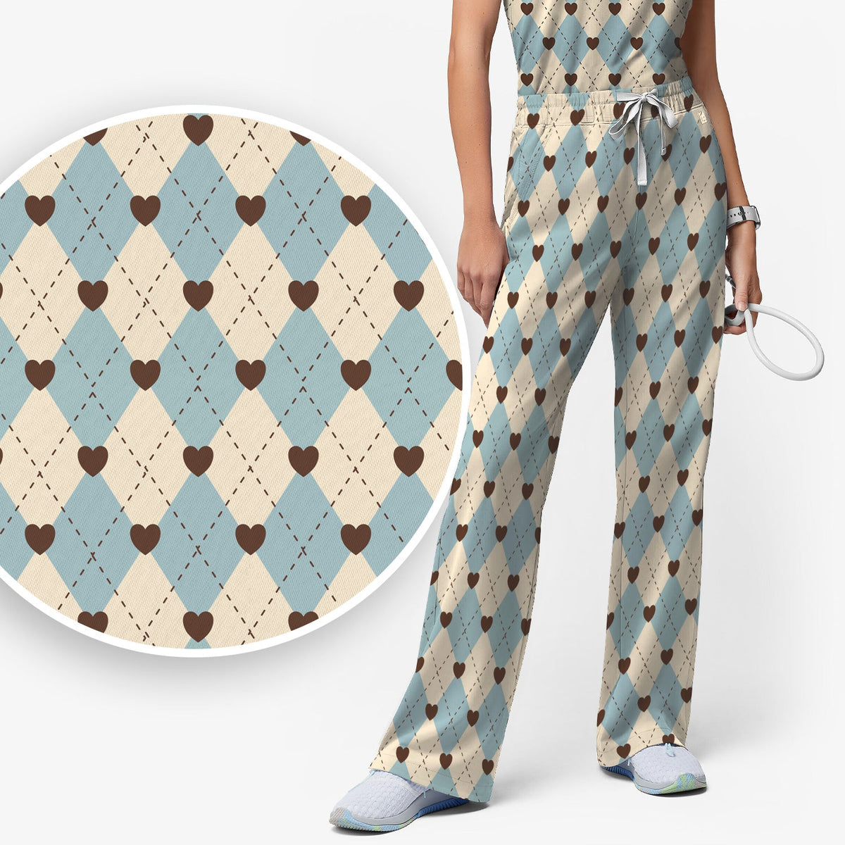 Plaid Heart Nurse Scrub Set