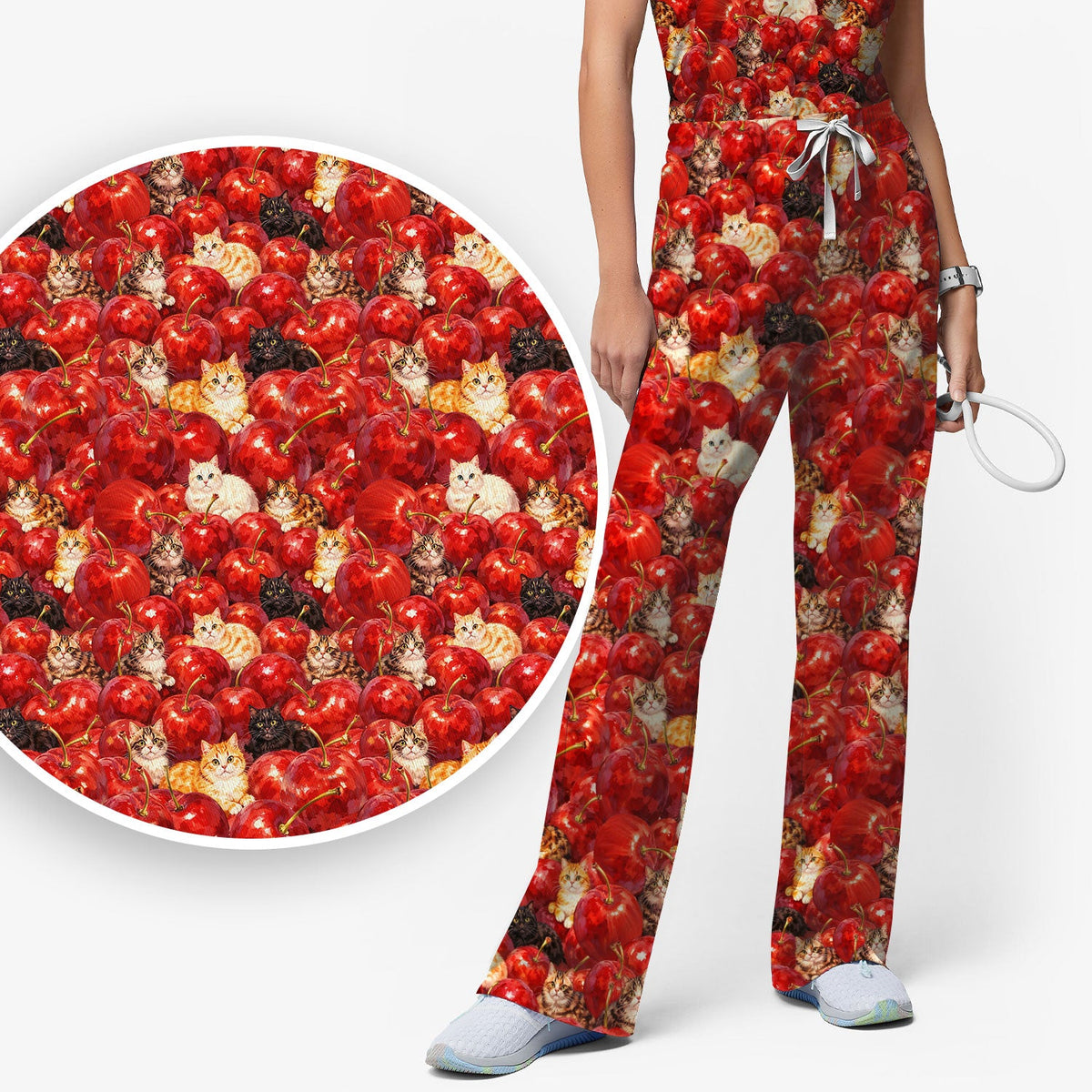 Cat Cherry Nurse Scrub Set