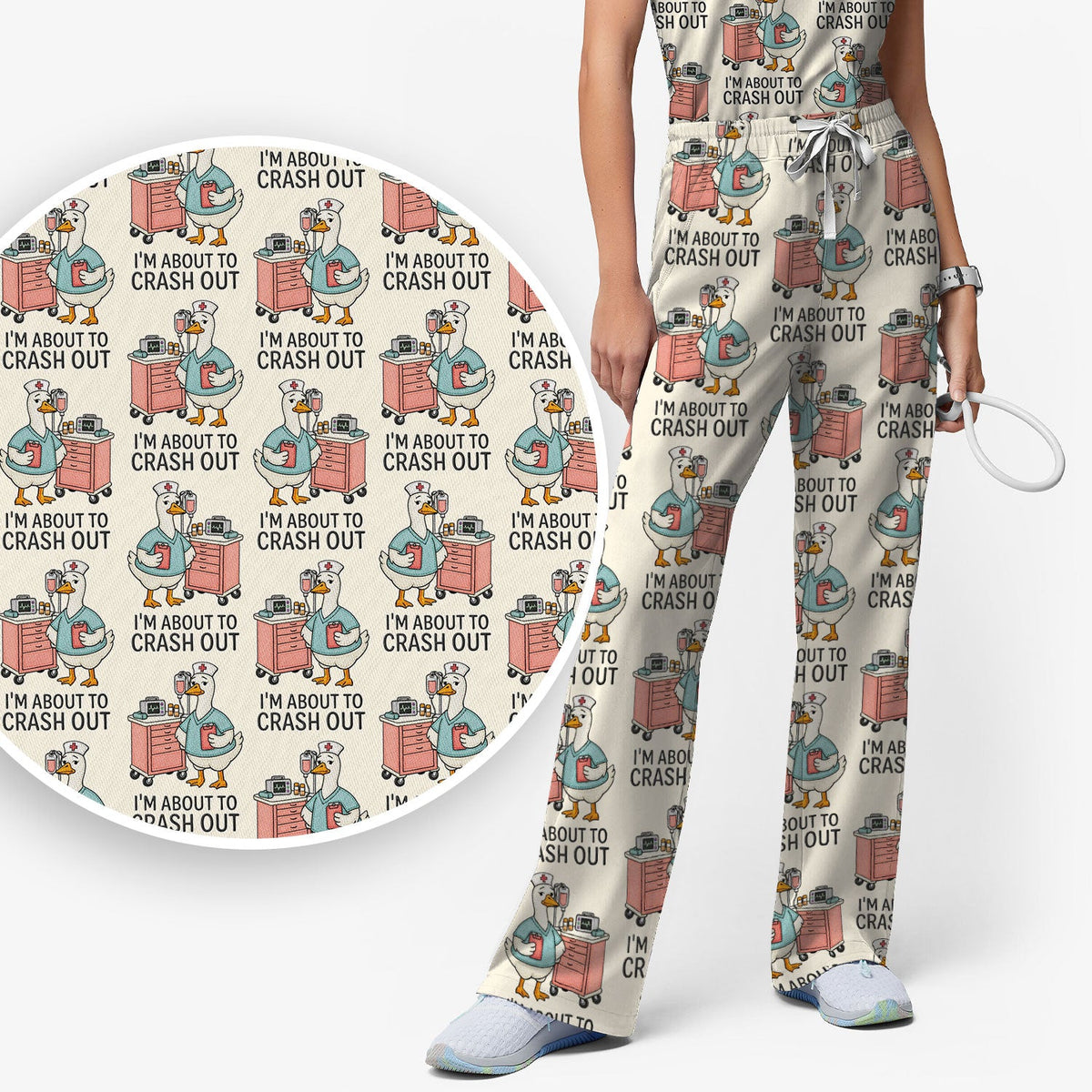 Goose Crash Out Nurse Scrub Set