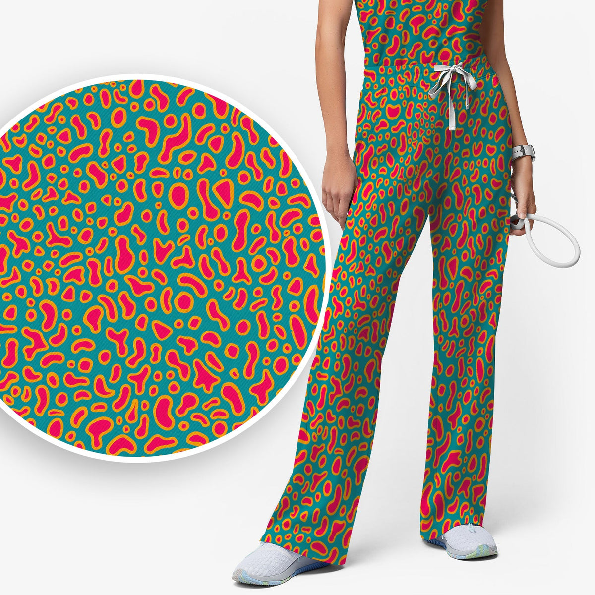 Colorful Abstract Leopard Nurse Scrub Set