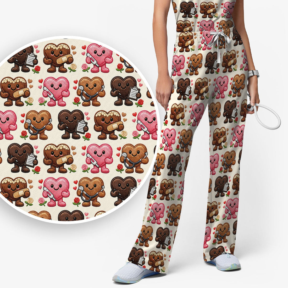Valentine Heart Nurse Love Scrub Set