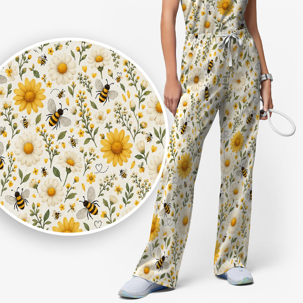 Honey Bee Daisy Nurse Scrub Set