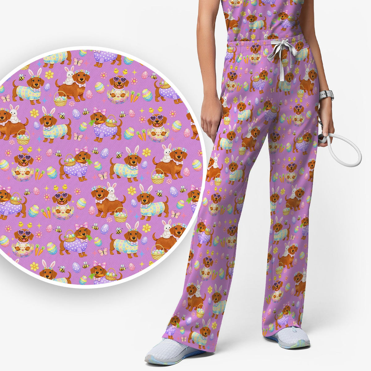 Easter Dachshund Nurse Scrub Set