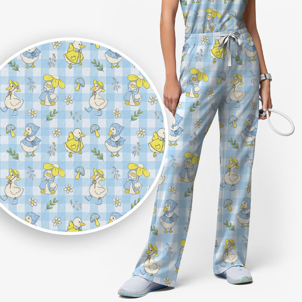 Duck Outfit Gingham Nurse Scrub Set