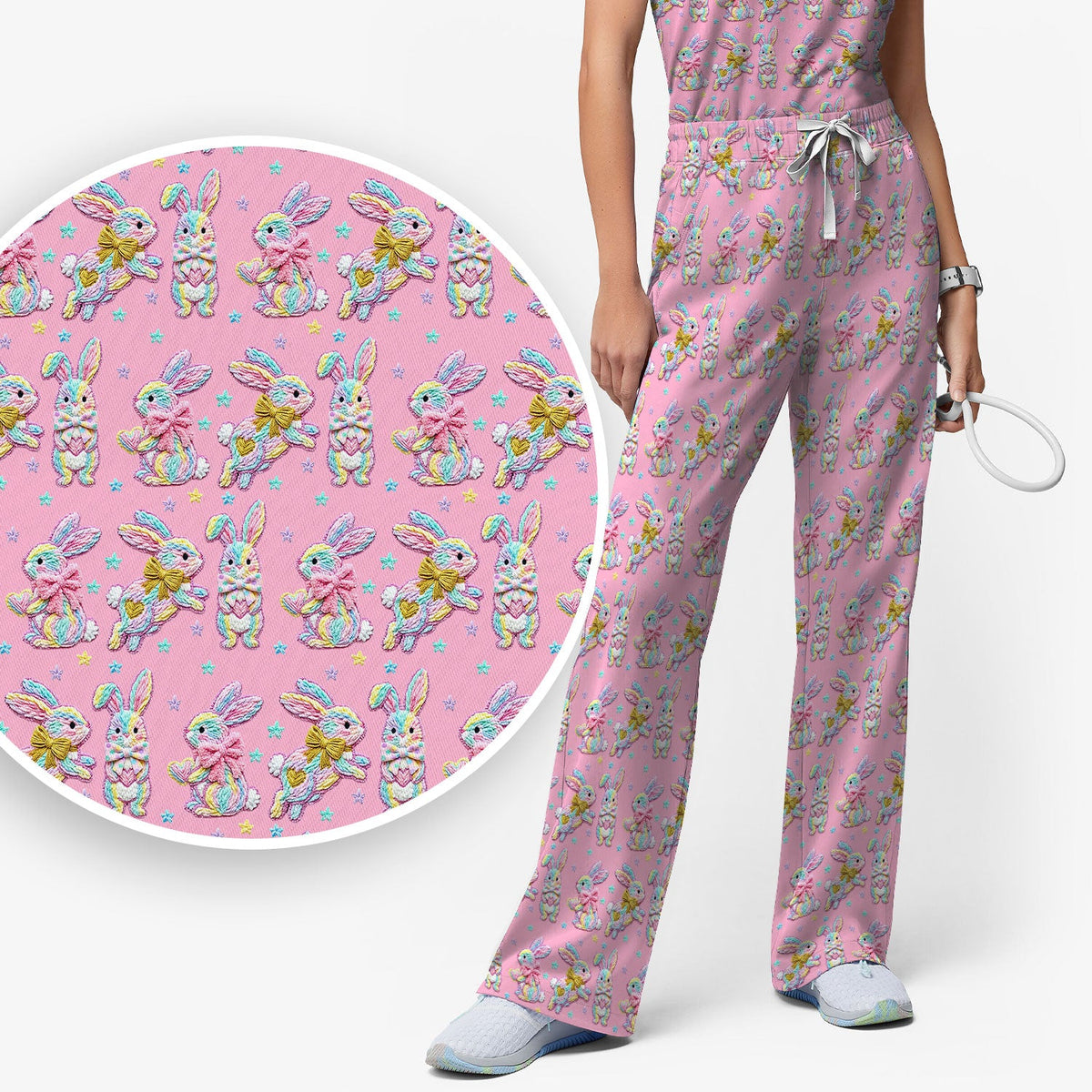 Cartoon Bunny Nurse Scrub Set