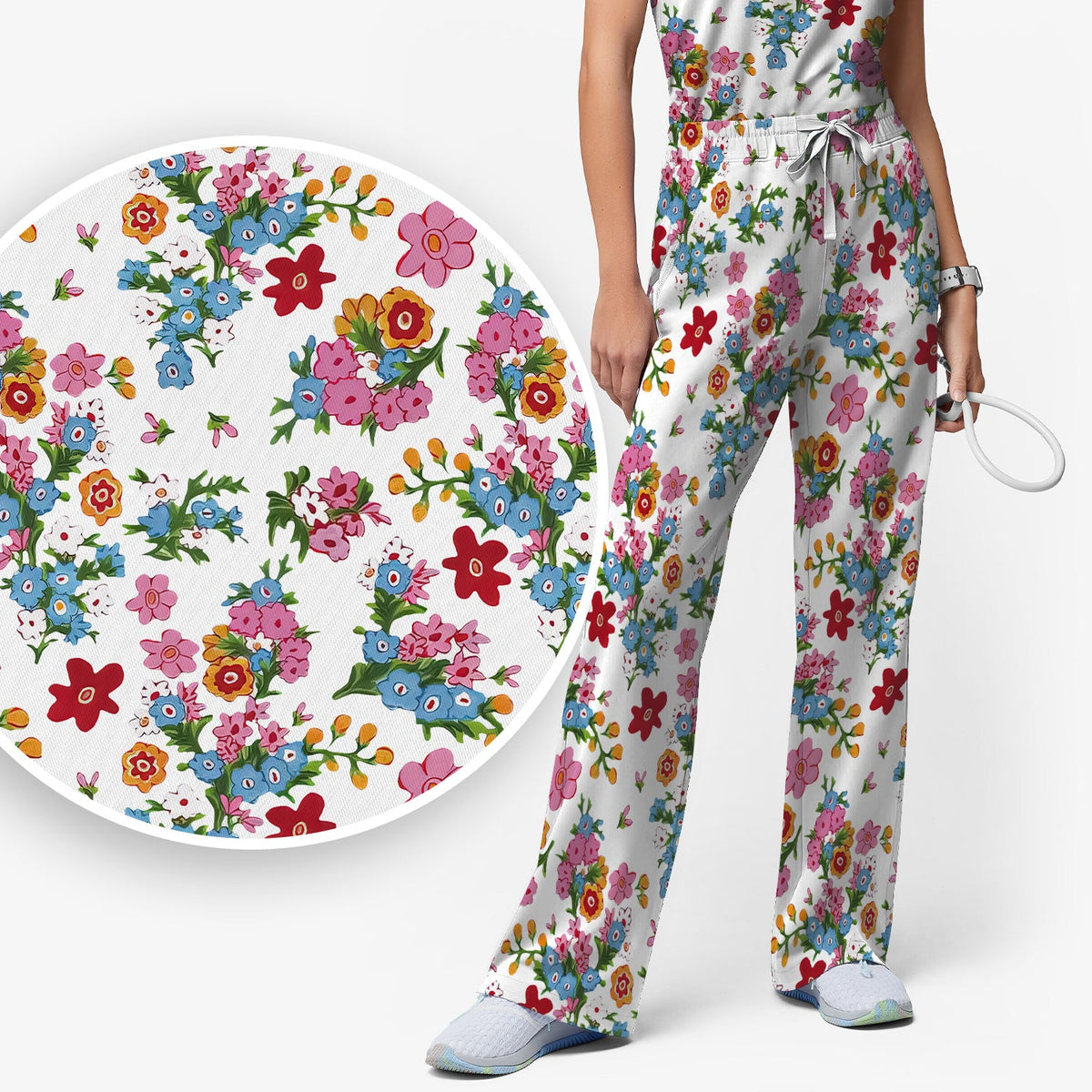 Vintage Floral Bouquet Nurse Scrub Set