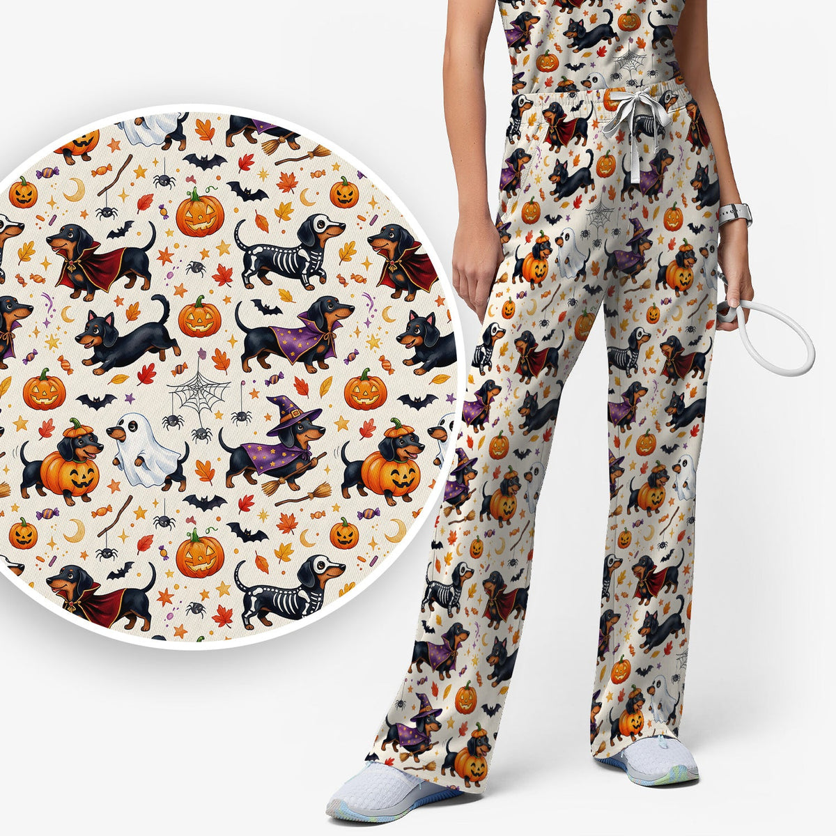 Halloween Dachshund Costume Nurse Scrub Set