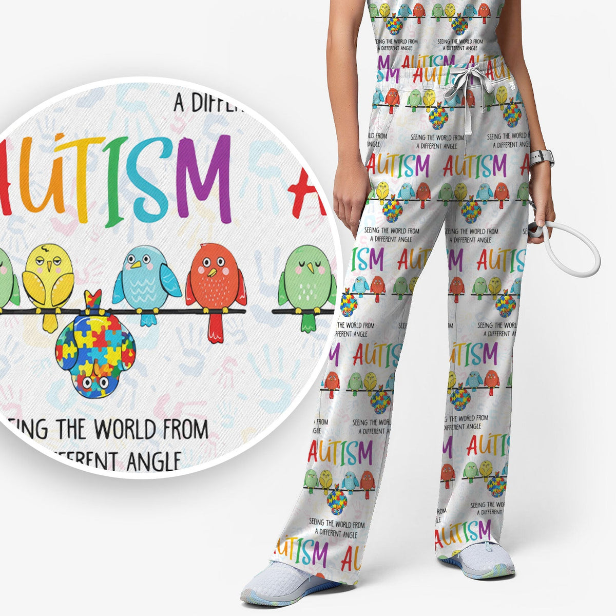 Autism Seeing The World From A Different Angle Nurse Scrub Set