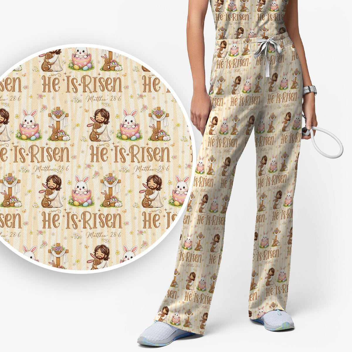 Risen Jesus Nurse Scrub Set - Easter Gift
