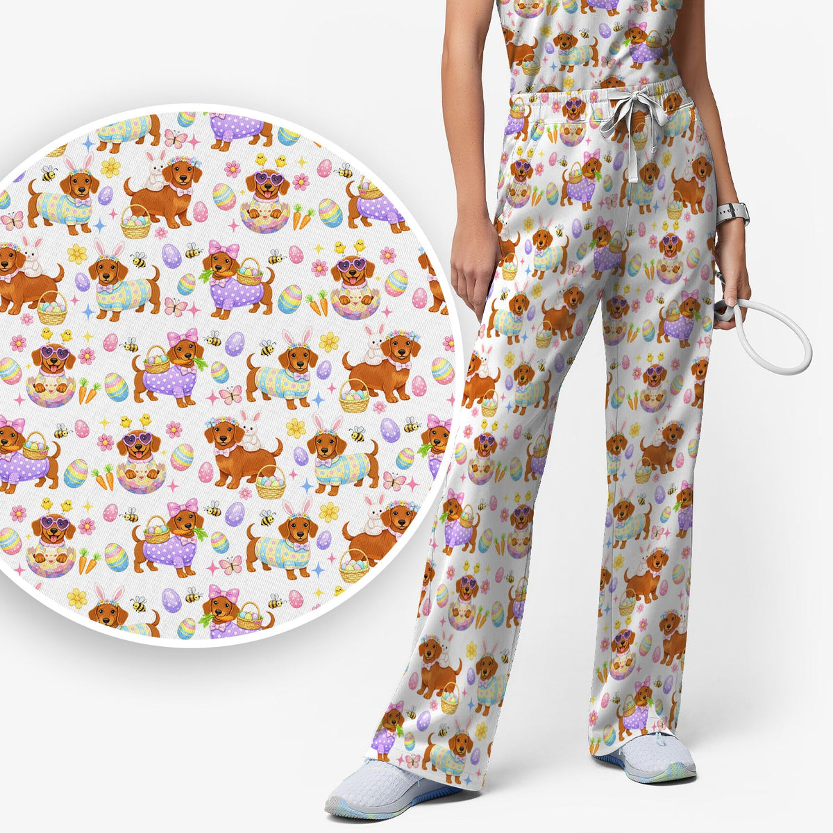 Easter Dachshund Nurse Scrub Set