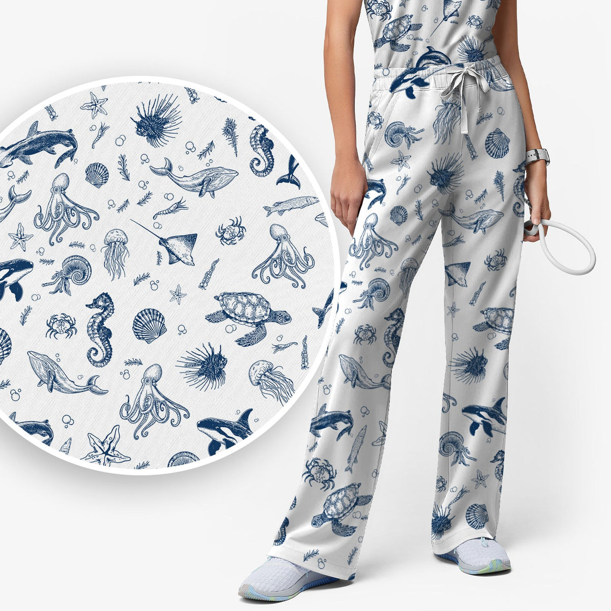 Marine Sea Life Nurse Scrub Set