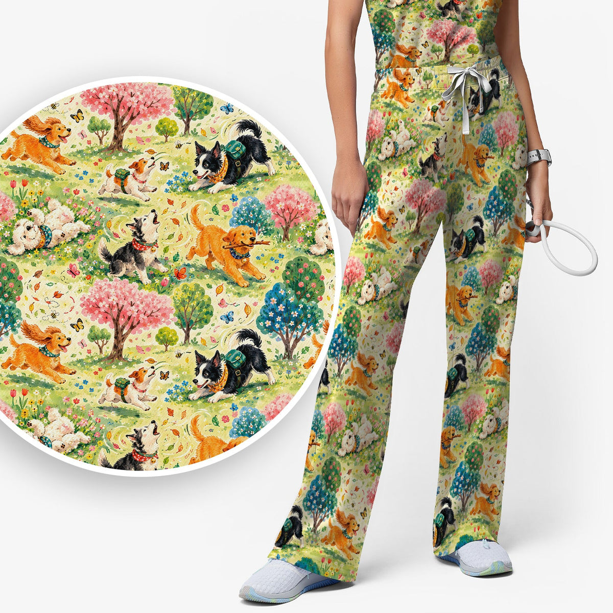 Spring Garden Dogs Nurse Scrub Set