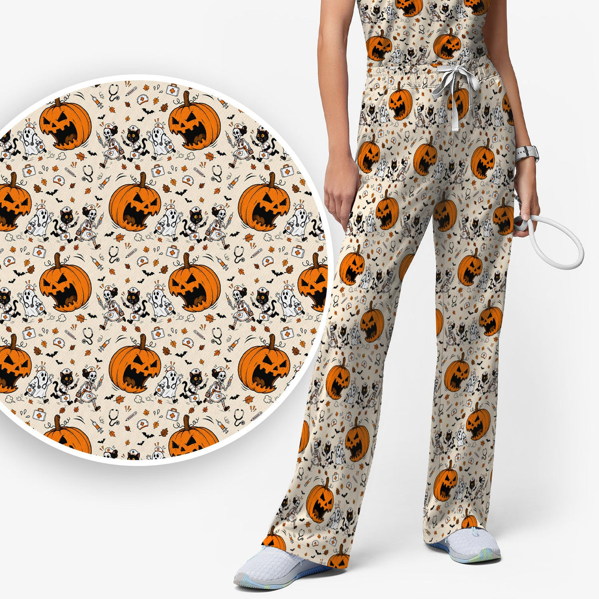 Pumpkin Chasing Nurse Scrub Set - Halloween Gift