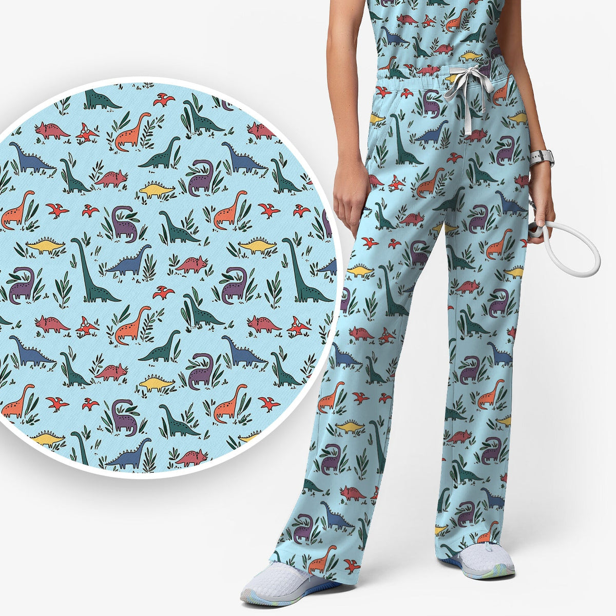 Dinosaur Leafy Garden Nurse Scrub Set