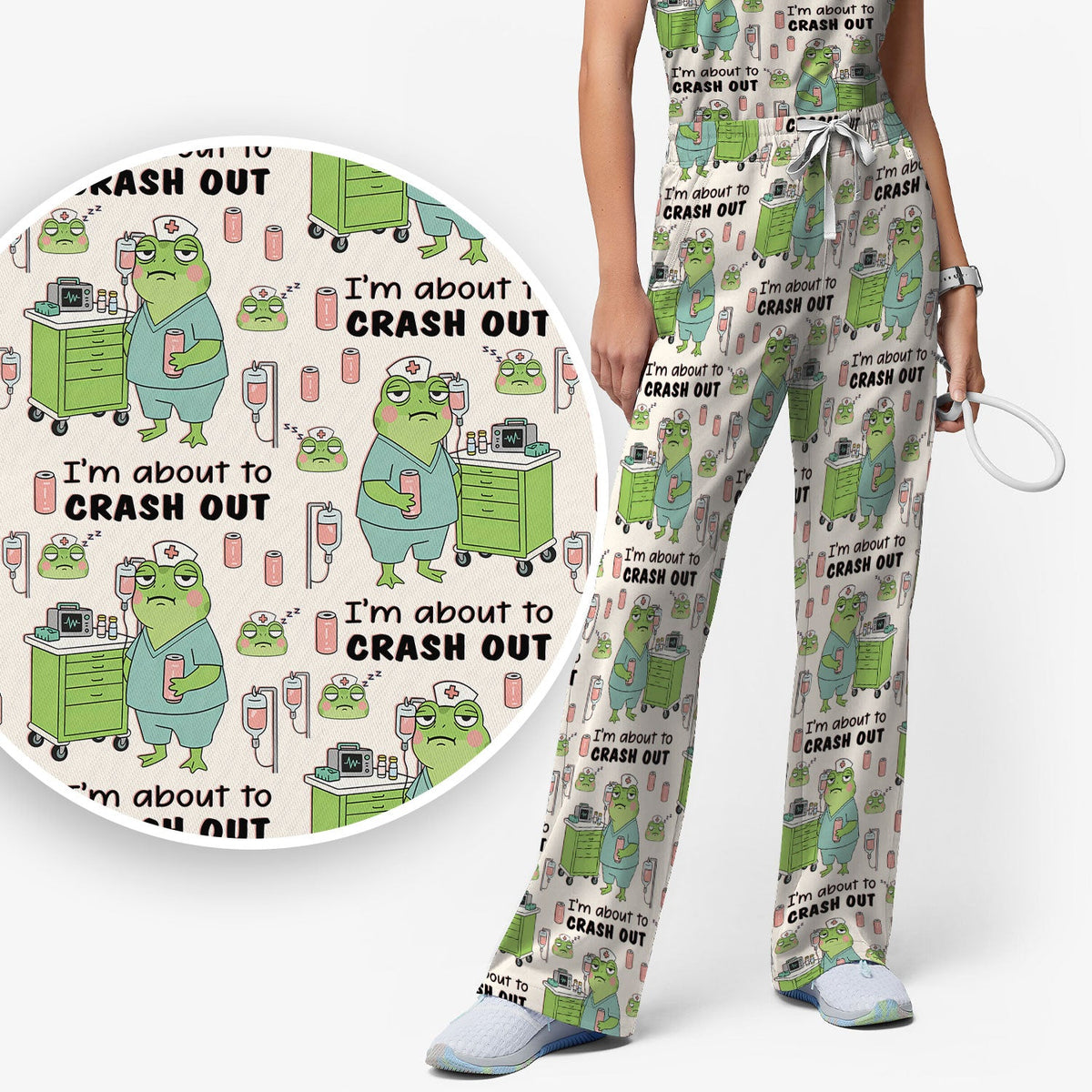 Crash Out Frog Nurse Scrub Set