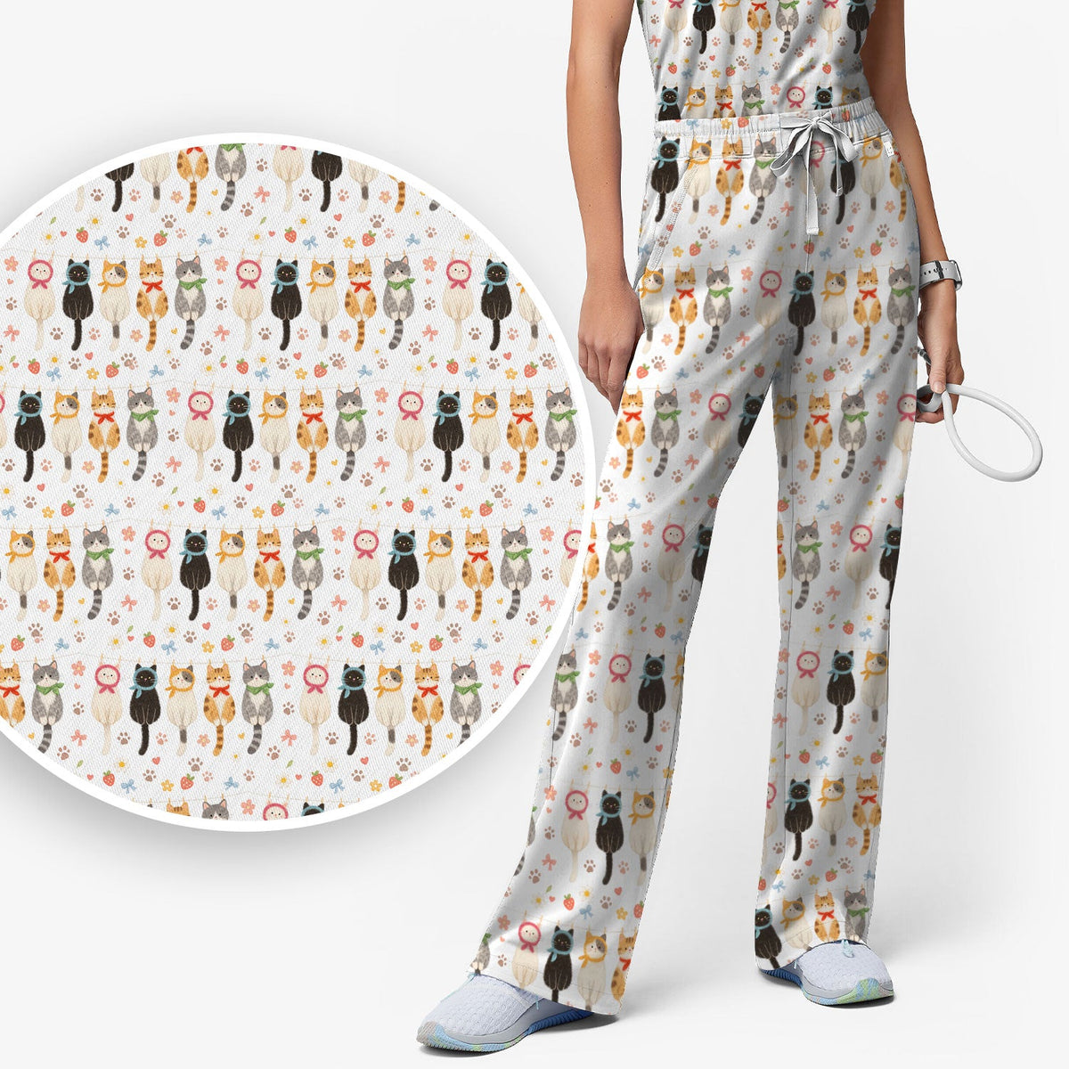 Cat Clothesline Nurse Scrub Set
