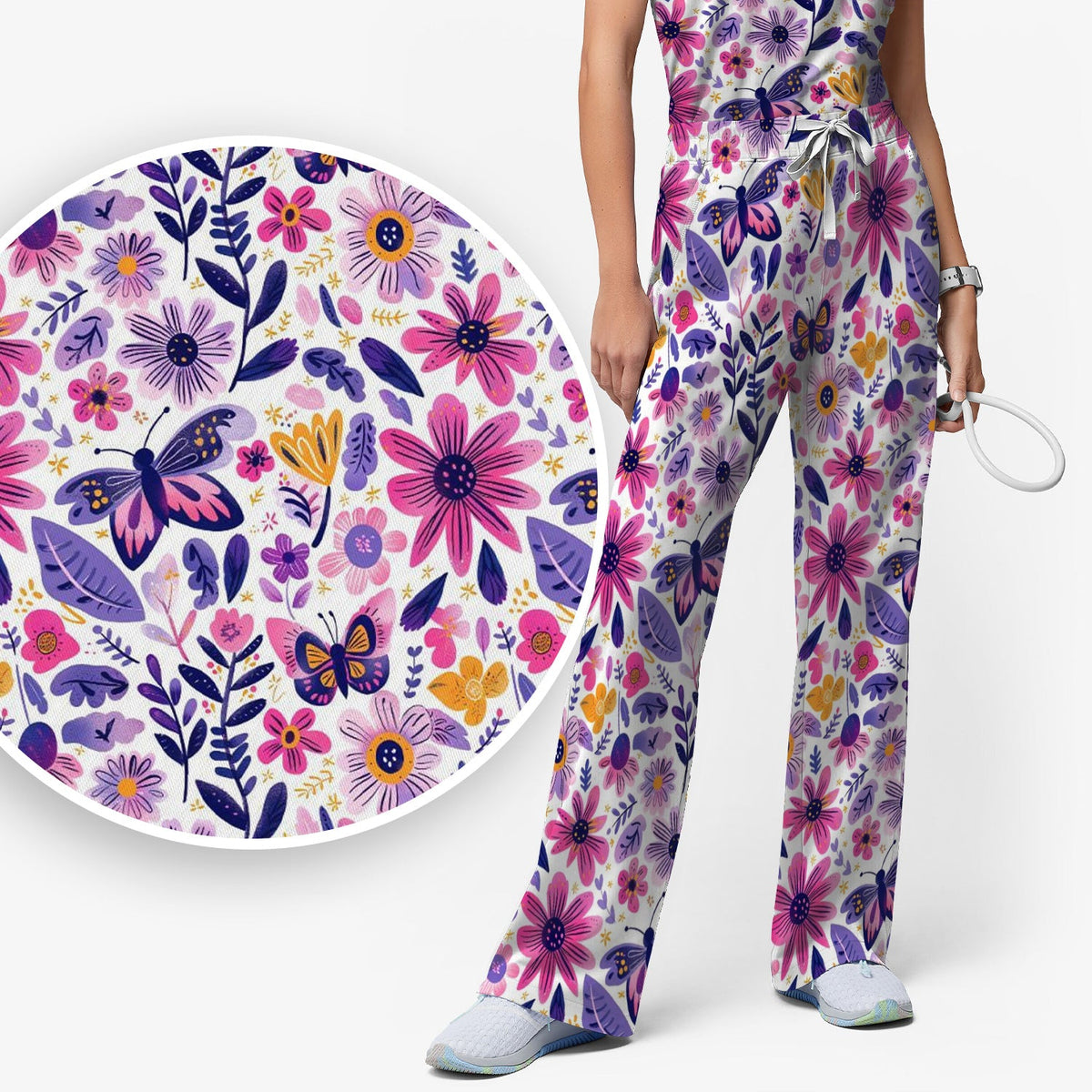 Butterfly Wildflower Garden Nurse Scrub Set