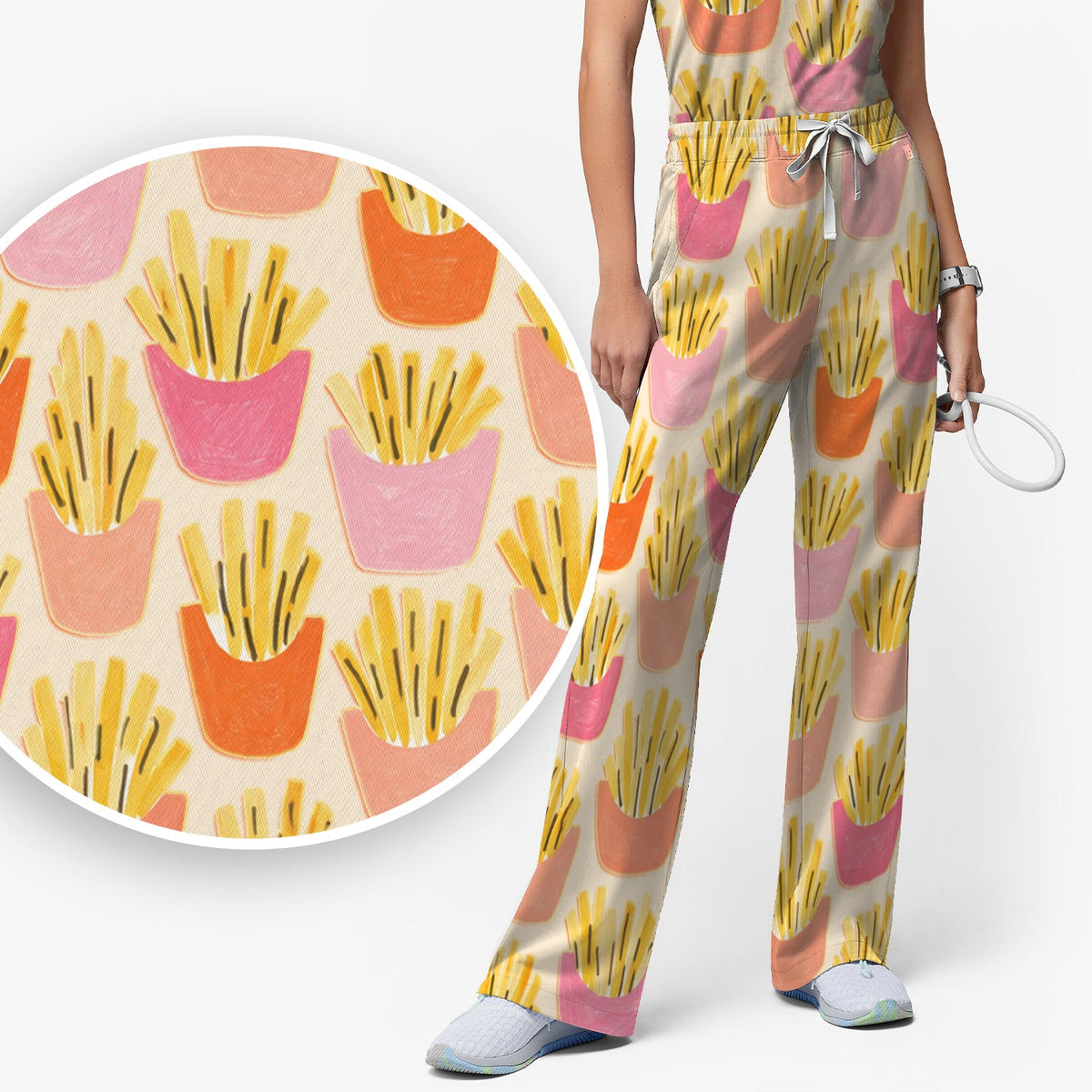 French Fries Nurse Scrub Set
