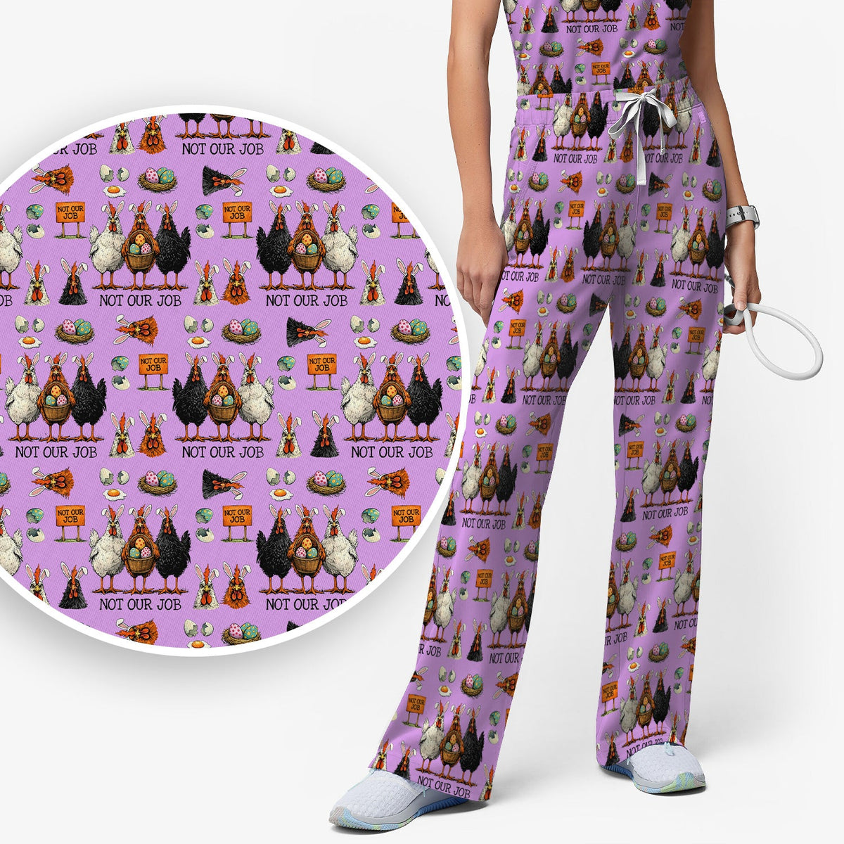 Chicken Humor Nurse Scrub Set - Easter Gift