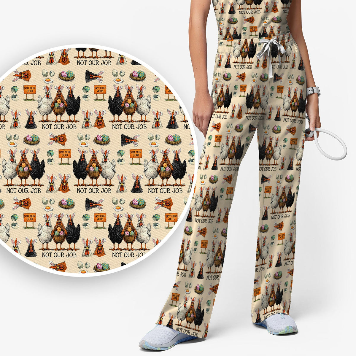Chicken Humor Nurse Scrub Set - Easter Gift