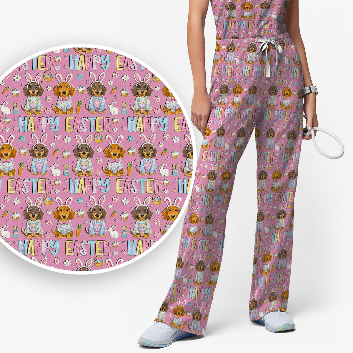 Dachshund Puppy Nurse Scrub Set - Easter Gift