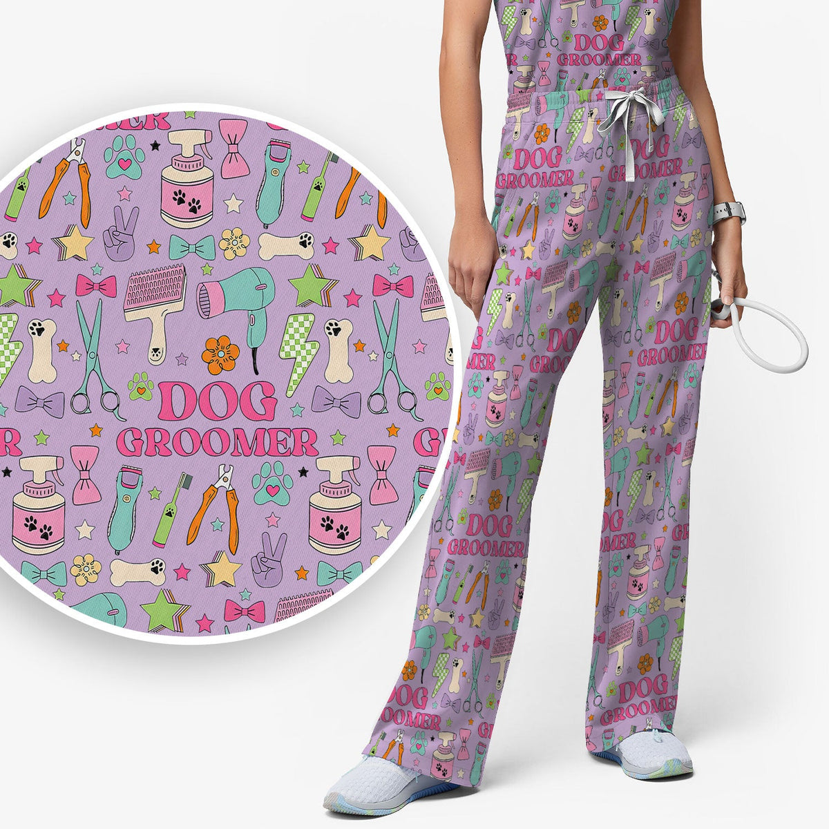Dog Groomer Tools Nurse Scrub Set