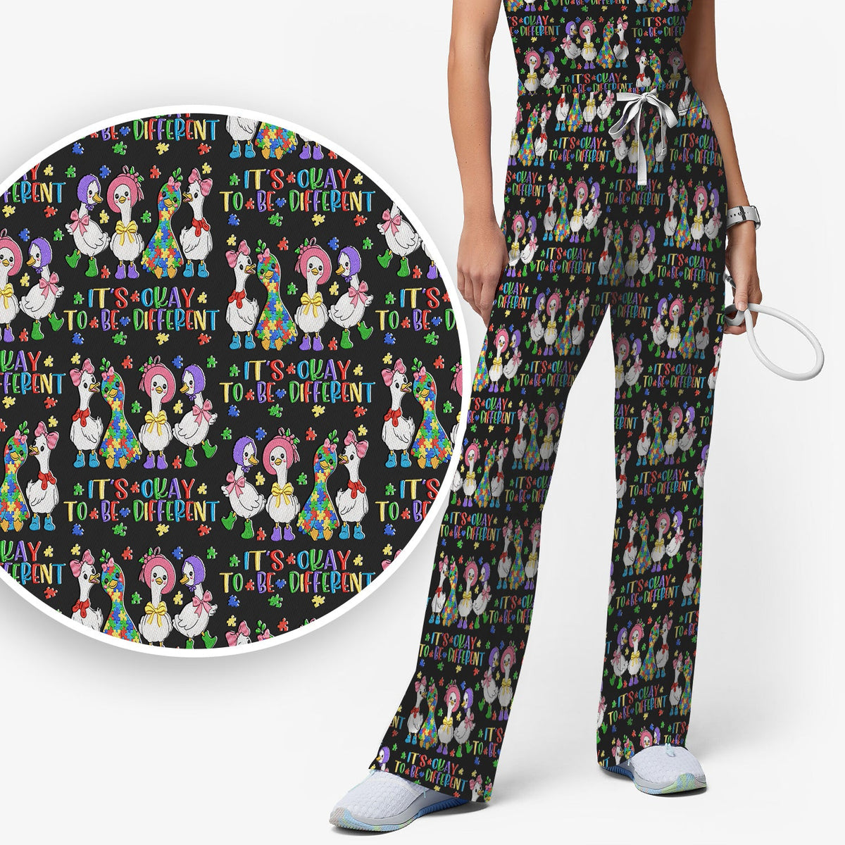 It's Okay To Be Different Duck Nurse Scrub Set