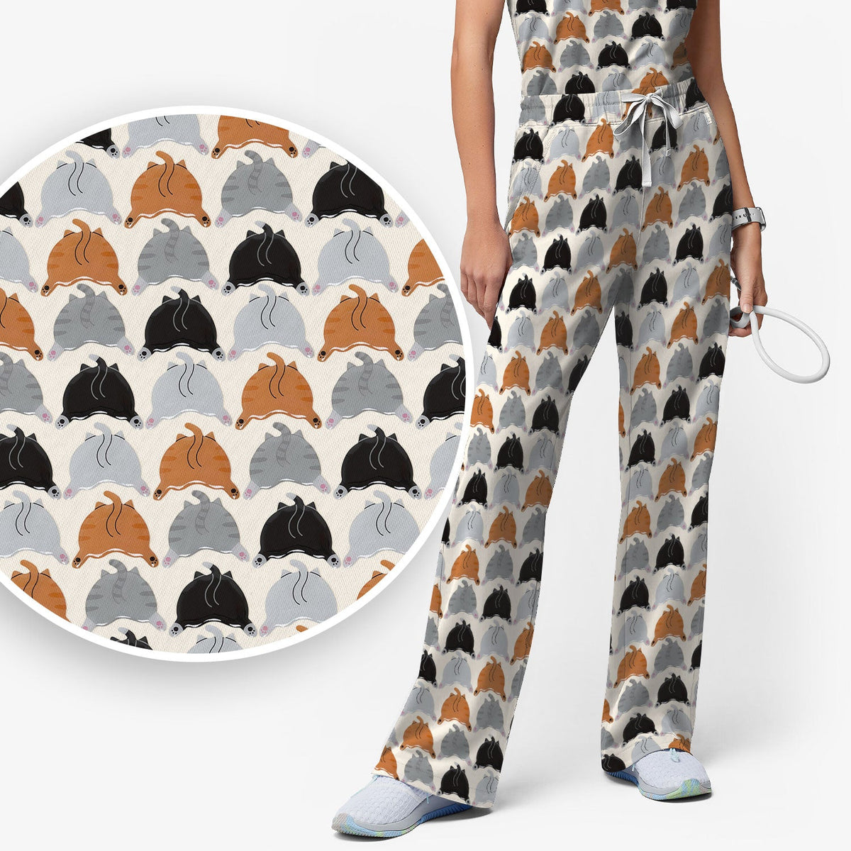 Multicolor Cat Nurse Scrub Set