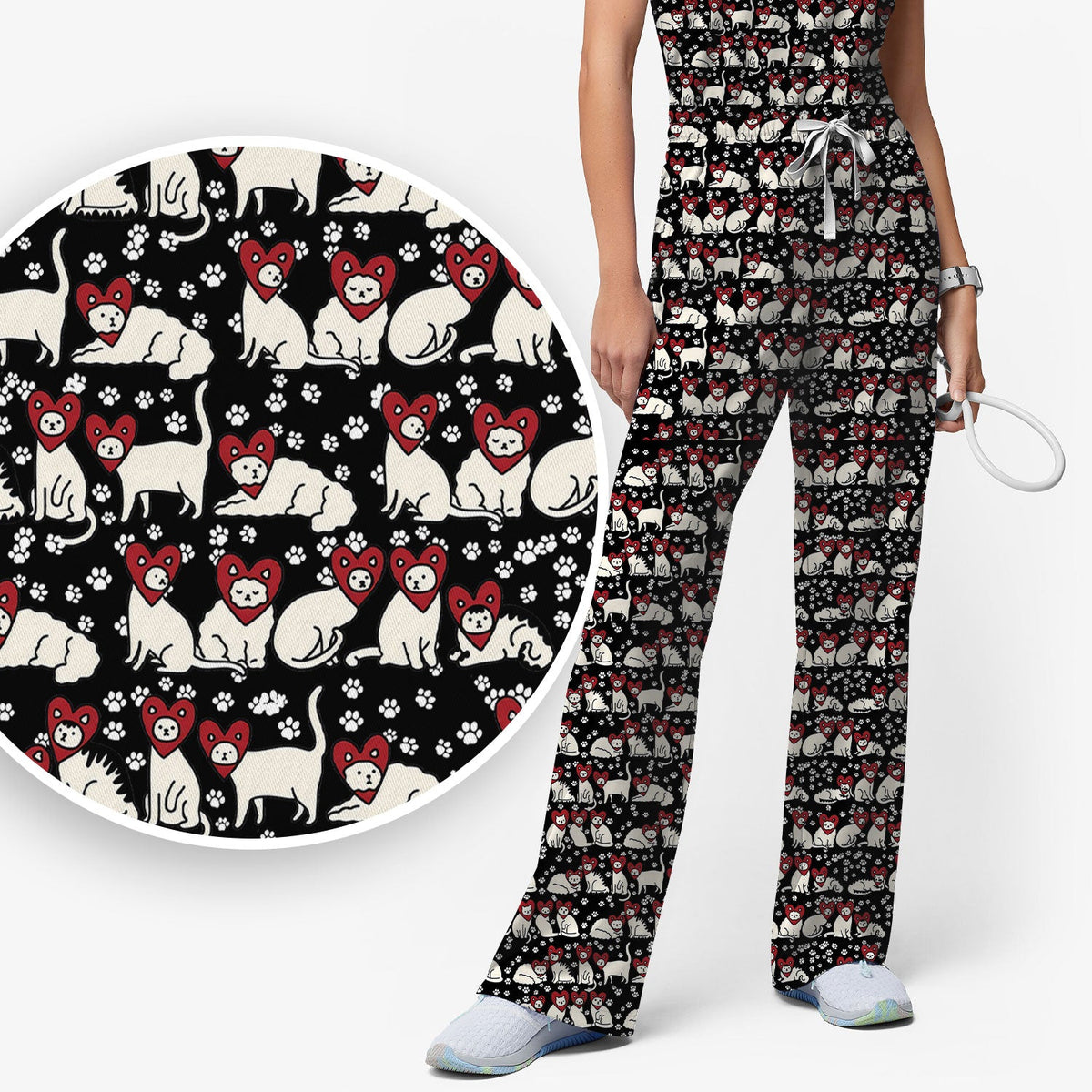Cat Heart Nurse Scrub Set