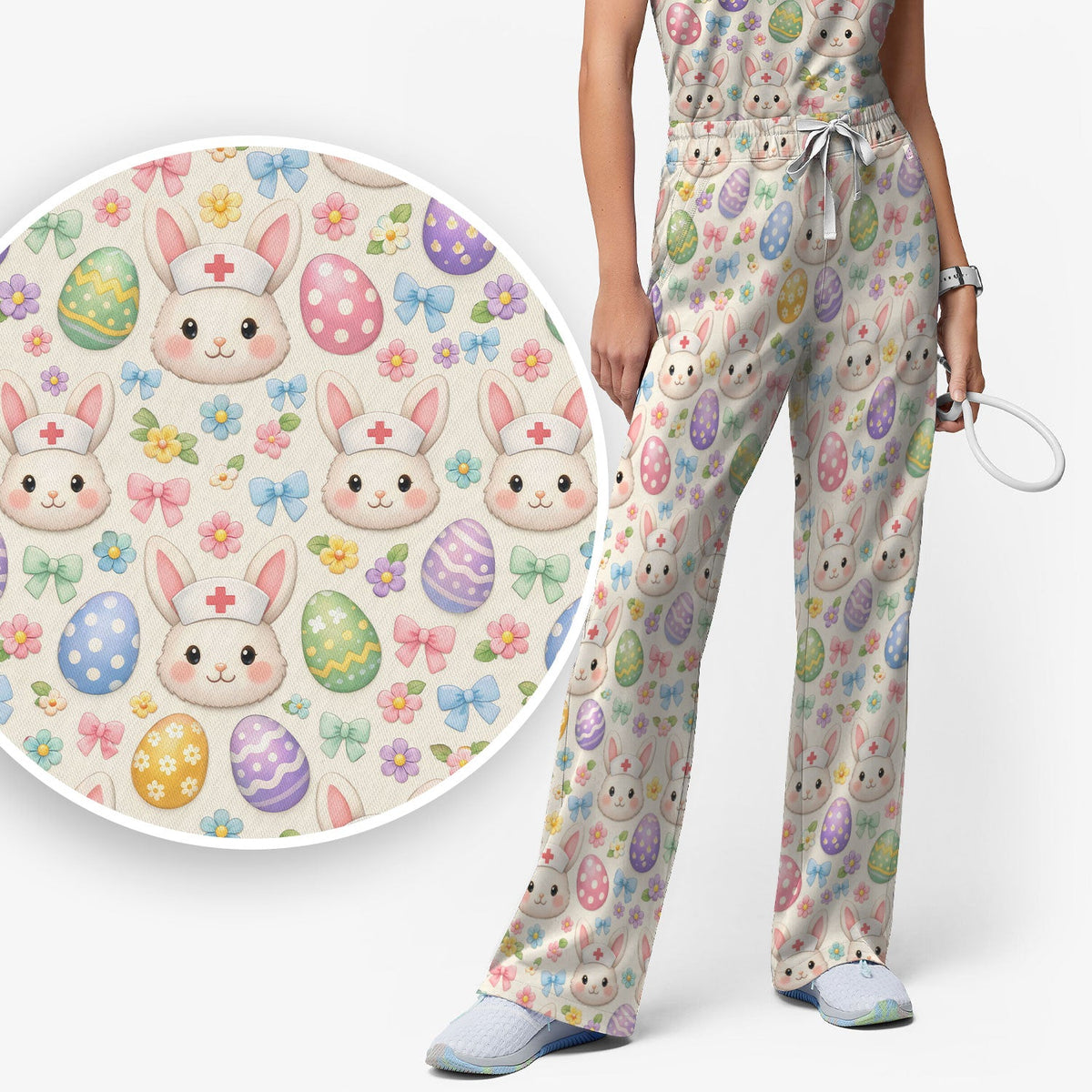 Bunny Egg Nurse Scrub Set