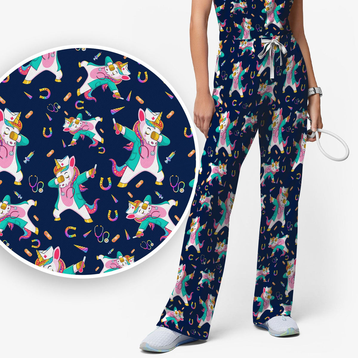 Unicorn Dance Nurse Scrub Set
