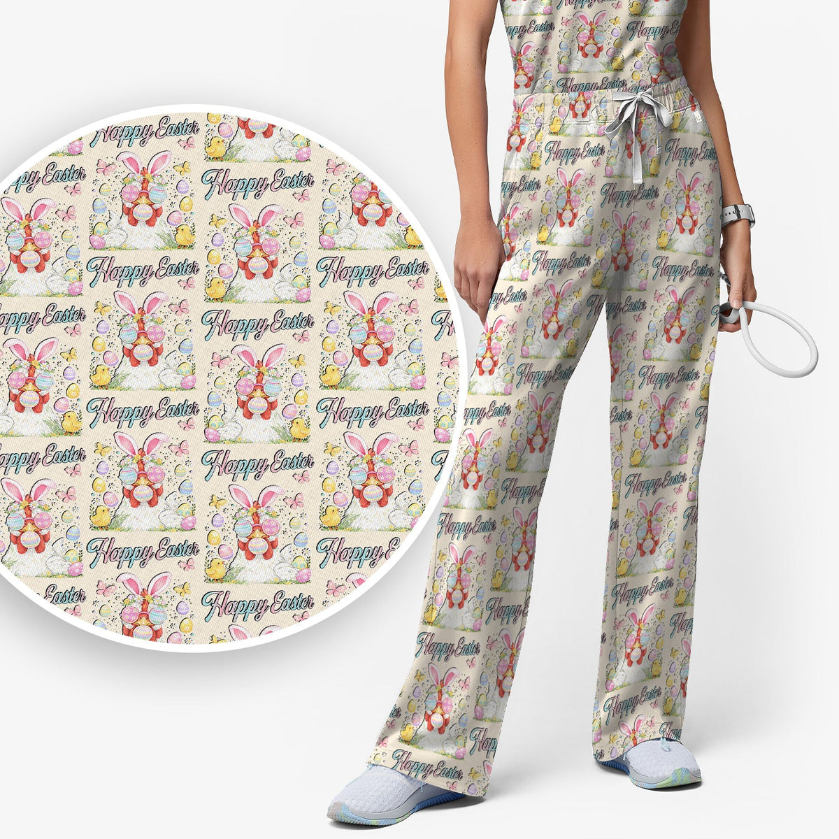 Bunny Eggs Nurse Scrub Set - Easter Gift