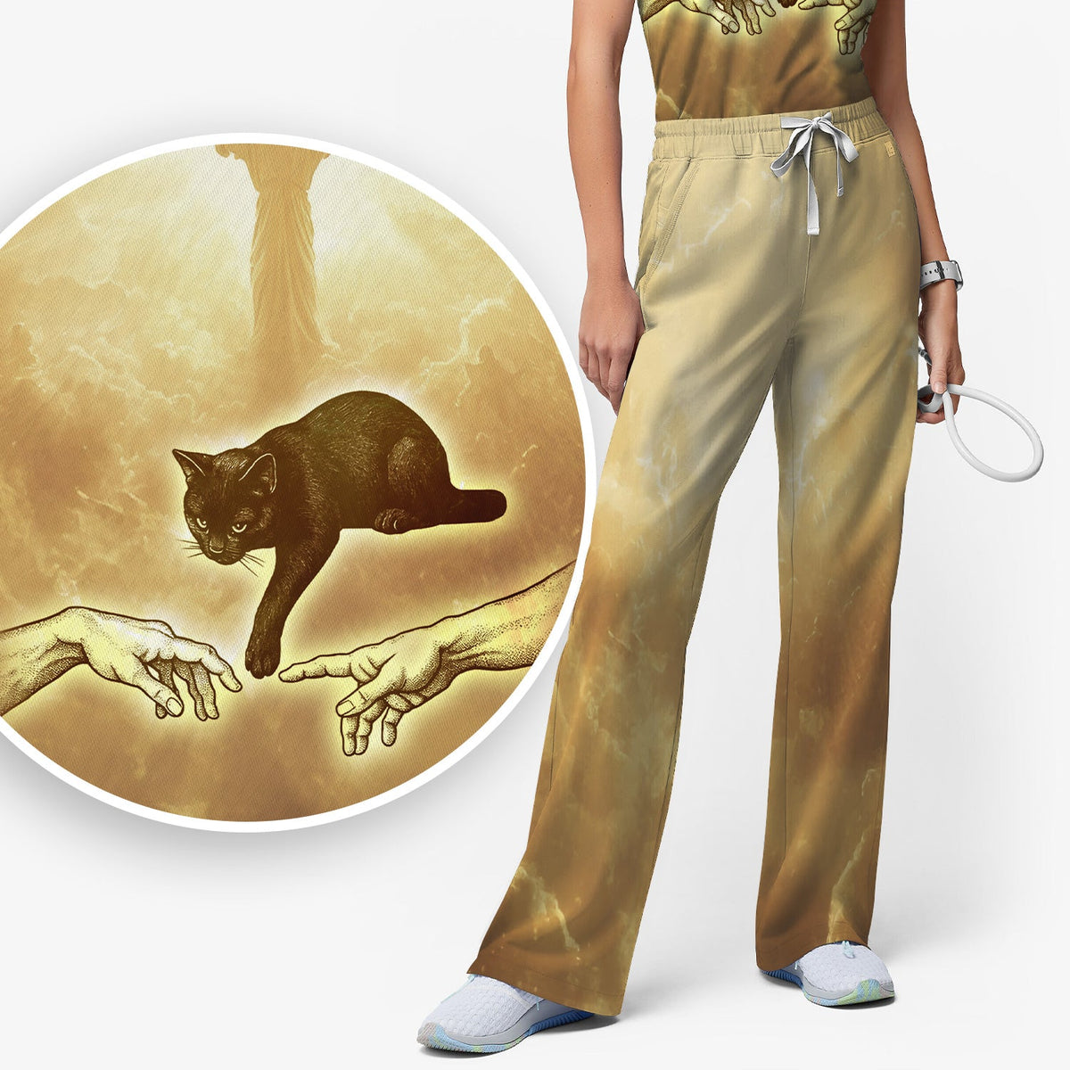 Golden Angel Cat Nurse Scrub Set