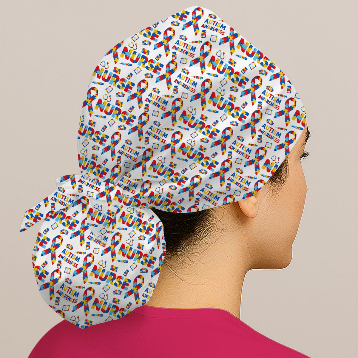 Autism Awareness Puzzle Ribbon Scrub Cap