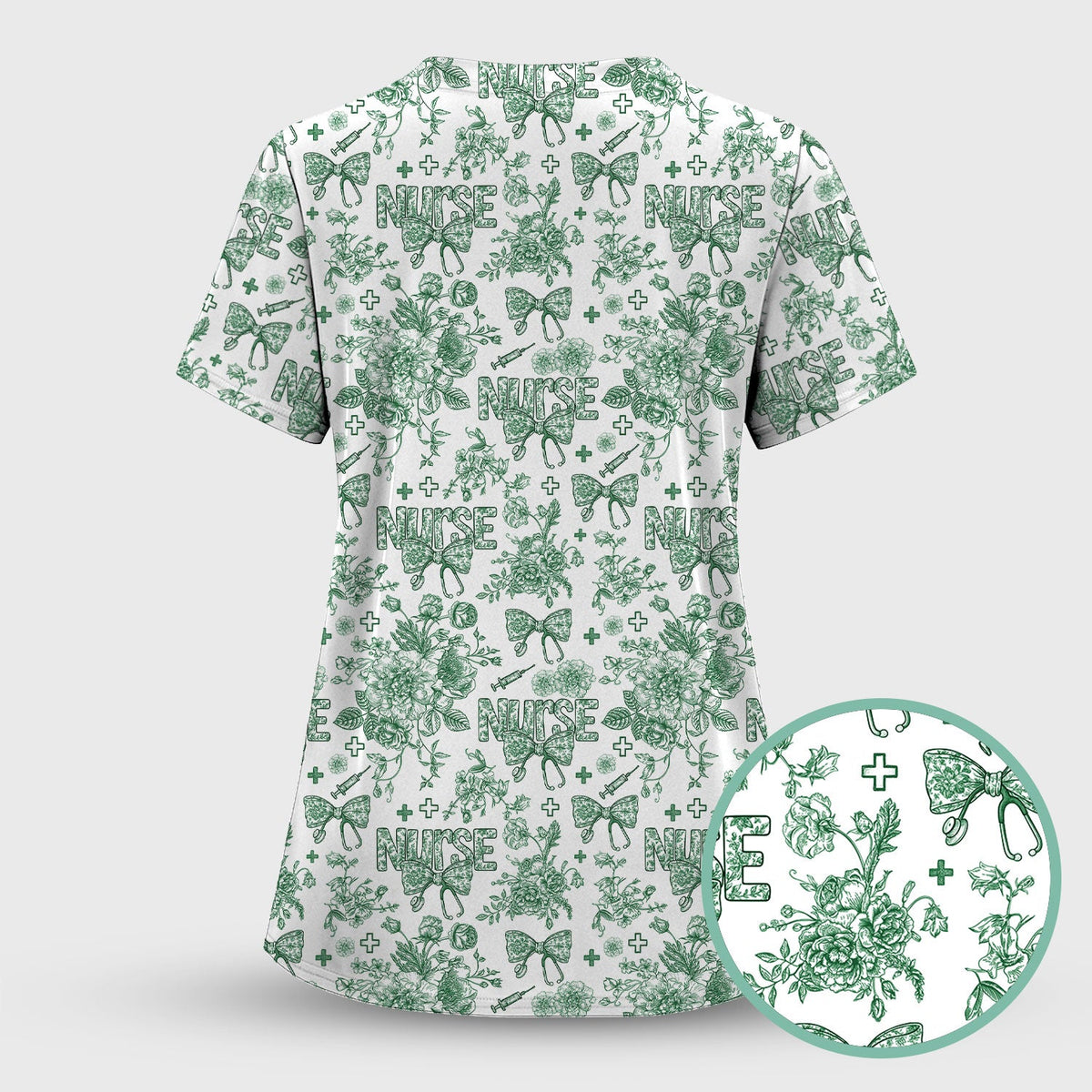 Toile De Jouy Floral Nurse Scrub Set