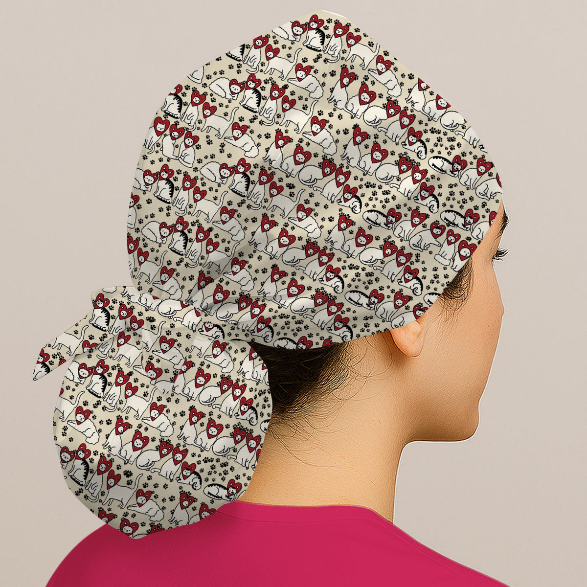 Cat Heart Scrub Cap