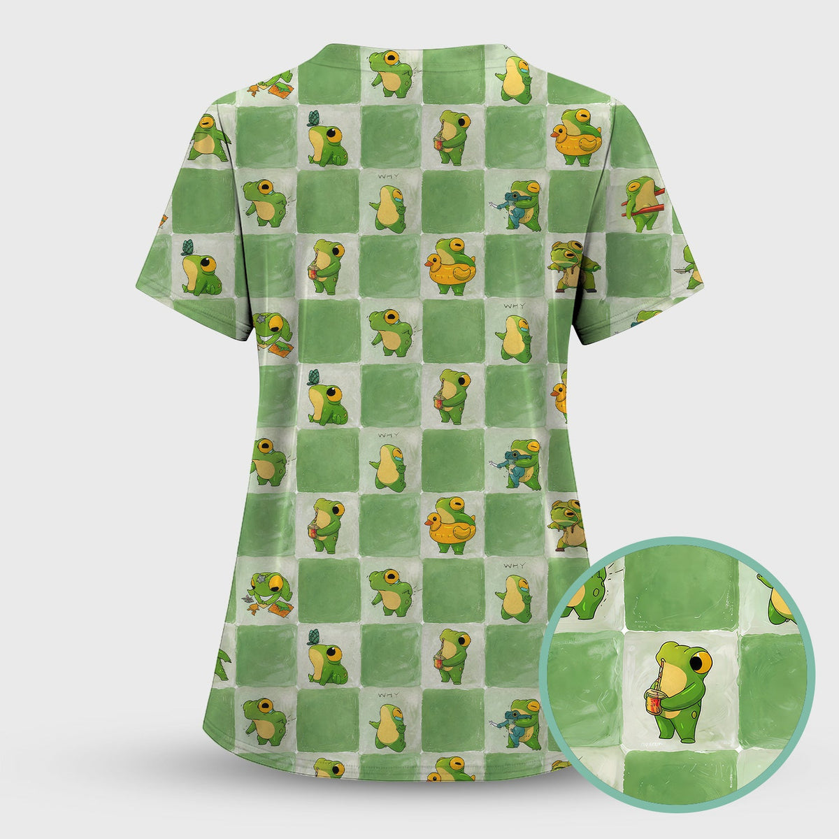 Frog Duck Checkerboard Nurse Scrub Set